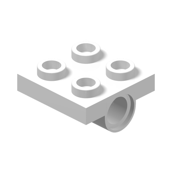 PLATE 2X2 + ONE HULE Ø4,8 · LEGO 6061024 (réf. BrickLink 10247) · White (réf. BrickLink White)