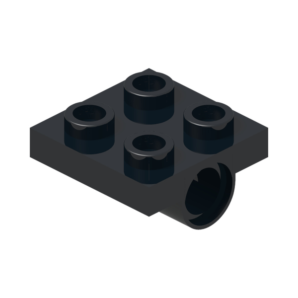 PLATE 2X2 + ONE HULE Ø4,8 · Black (réf. BrickLink Black)