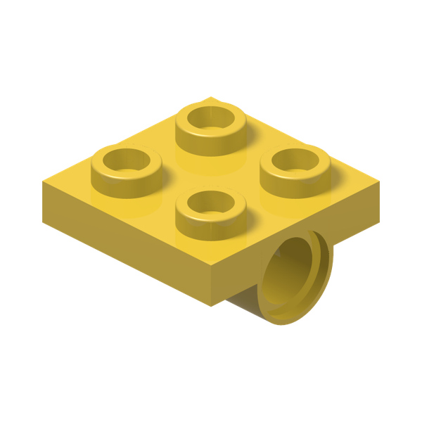 PLATE 2X2 + ONE HULE Ø4,8 · Bright Yellow (réf. BrickLink Yellow)