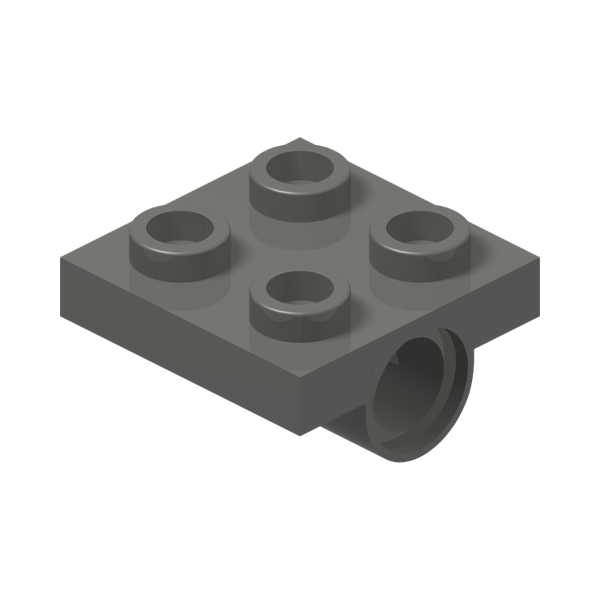 PLATE 2X2 + ONE HULE Ø4,8 · Dark Stone Grey (réf. BrickLink Dark Bluish Gray)