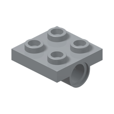 PLATE 2X2 + ONE HULE Ø4,8 · Medium Stone Grey (réf. BrickLink Light Bluish Gray)