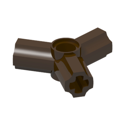 3 BRANCH CROSSHOLE W. HOLE · Dark Brown (réf. BrickLink Dark Brown)