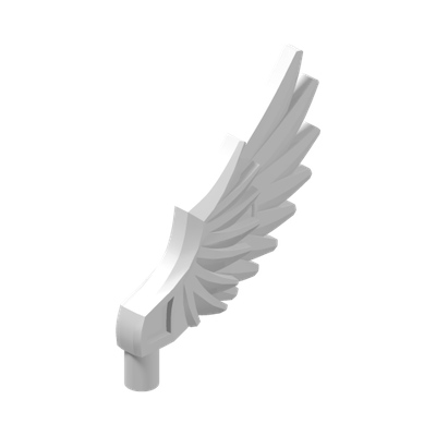 WING W/SHAFT 4MM · LEGO 6018302 (réf. BrickLink 11100) · White (réf. BrickLink White)