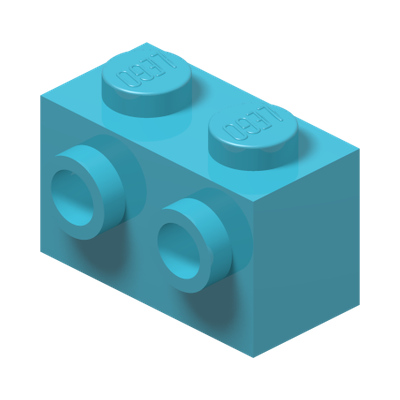 BRICK 1X2 W. 2 KNOBS · Medium Azur (réf. BrickLink Medium Azure)