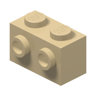 BRICK 1X2 W. 2 KNOBS · Brick Yellow (réf. BrickLink Tan)