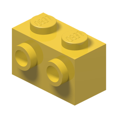 BRICK 1X2 W. 2 KNOBS · Bright Yellow (réf. BrickLink Yellow)