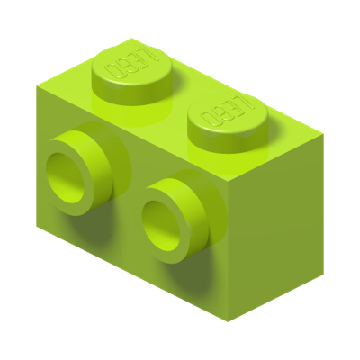 BRICK 1X2 W. 2 KNOBS · Bright Yellowish Green (réf. BrickLink Lime)