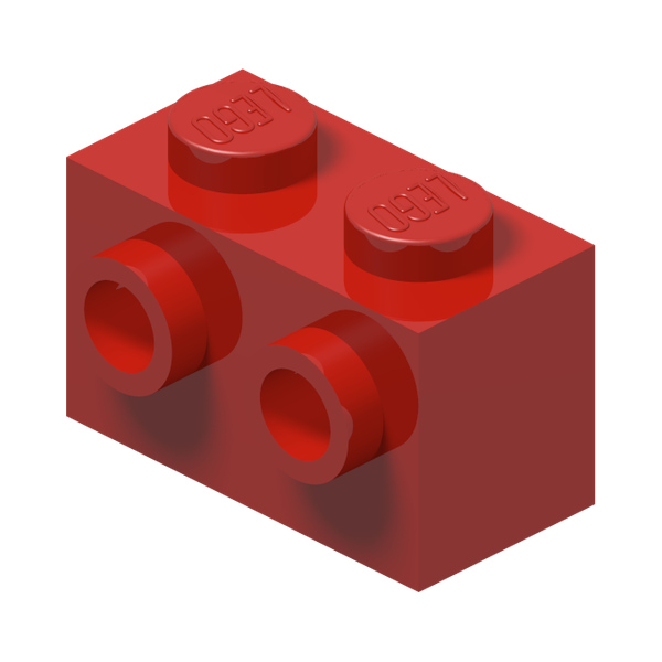 BRICK 1X2 W. 2 KNOBS · Bright Red (réf. BrickLink Red)