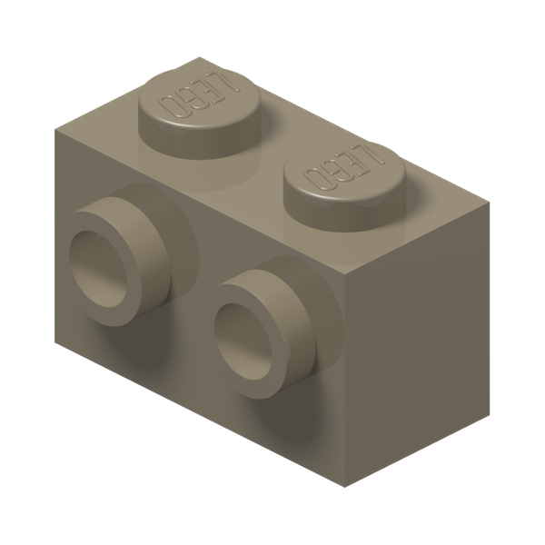 BRICK 1X2 W. 2 KNOBS · Sand Yellow (réf. BrickLink Dark Tan)