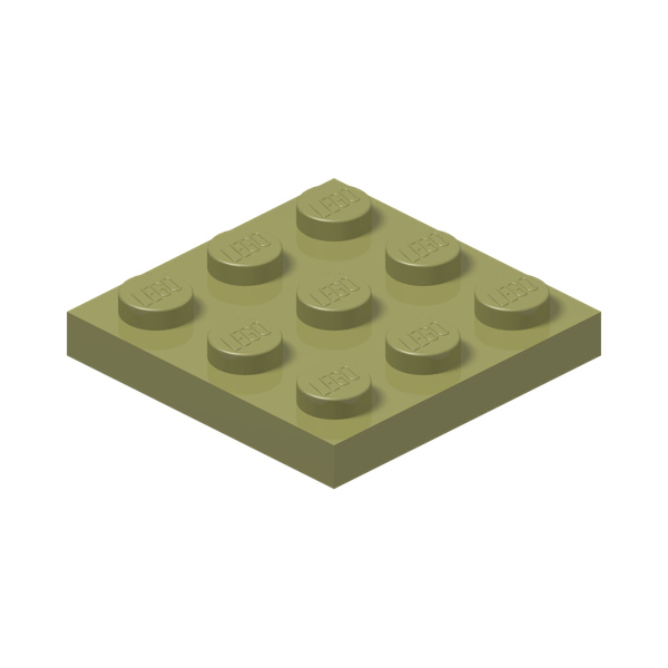 PLATE 3X3 · Olive Green (réf. BrickLink Olive Green)