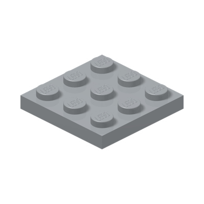 PLATE 3X3 · Medium Stone Grey (réf. BrickLink Light Bluish Gray)