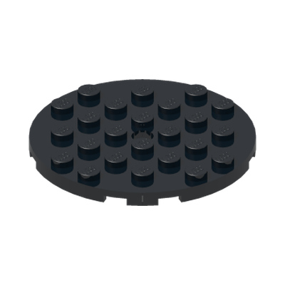 PLATE 6X6 ROUND WITH TUBE SNAP · Black (réf. BrickLink Black)