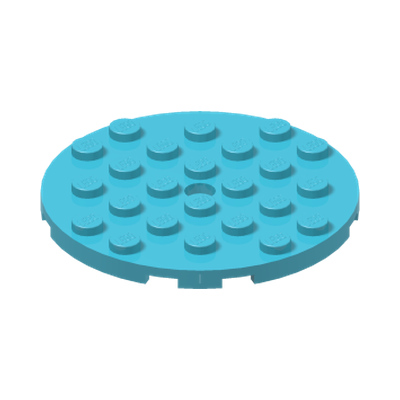 PLATE 6X6 ROUND WITH TUBE SNAP · Medium Azur (réf. BrickLink Medium Azure)