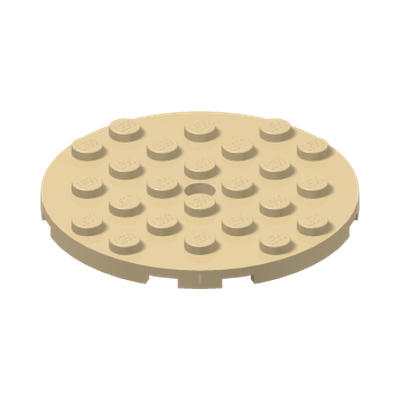 PLATE 6X6 ROUND WITH TUBE SNAP · Brick Yellow (réf. BrickLink Tan)