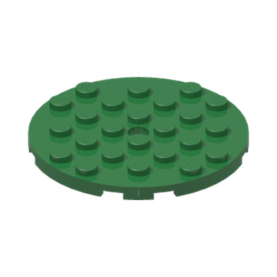 PLATE 6X6 ROUND WITH TUBE SNAP · Dark Green (réf. BrickLink Green)