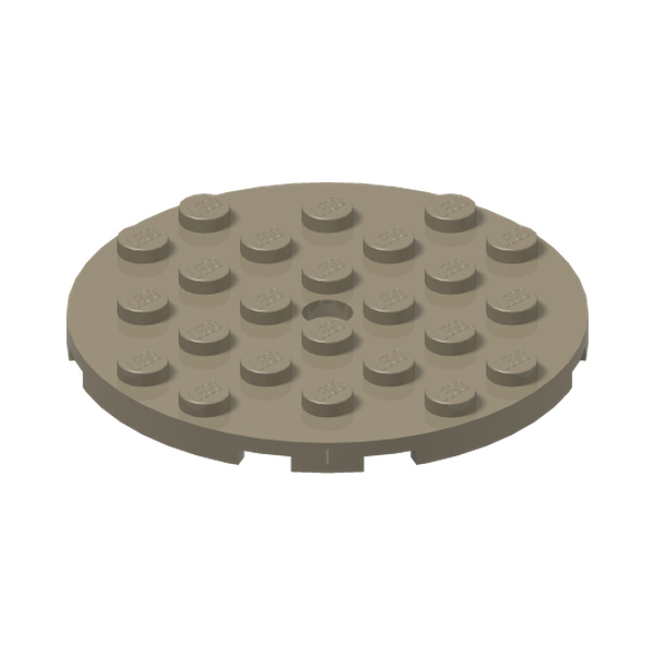 PLATE 6X6 ROUND WITH TUBE SNAP · Sand Yellow (réf. BrickLink Dark Tan)