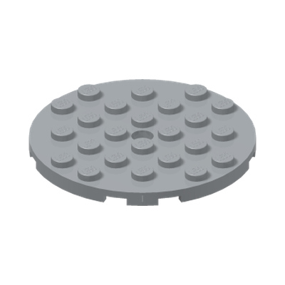 PLATE 6X6 ROUND WITH TUBE SNAP · Medium Stone Grey (réf. BrickLink Light Bluish Gray)