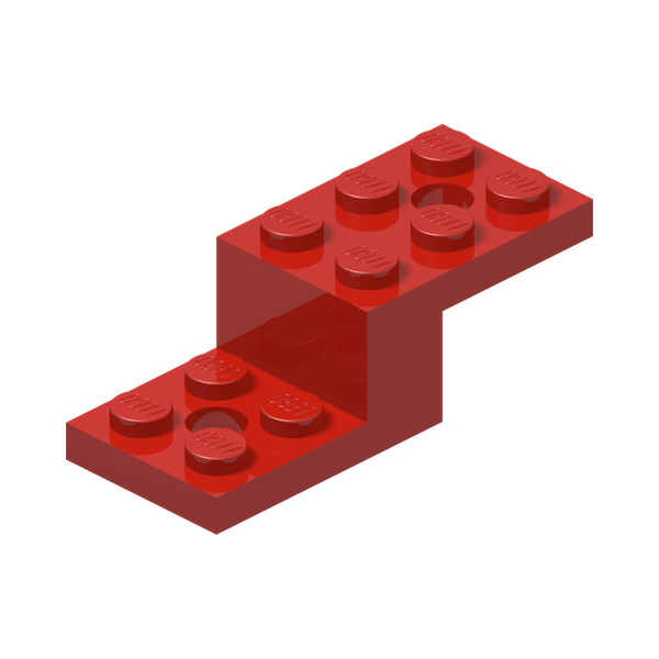 STONE 1X2X1 1/3 W. 2 PLATES 2X2 · Bright Red (réf. BrickLink Red)