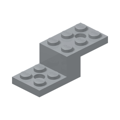 STONE 1X2X1 1/3 W. 2 PLATES 2X2 · Medium Stone Grey (réf. BrickLink Light Bluish Gray)
