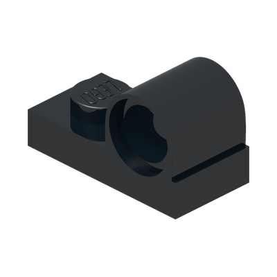 PLATE 1X2 W. HOR. HOLE Ø 4.8 · Black (réf. BrickLink Black)