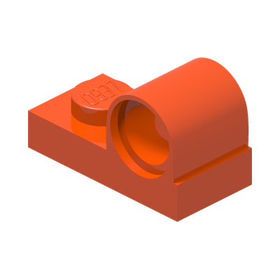 Plate, Modified 1 x 2 with Pin Hole on Top · Reddish Orange (réf. BrickLink Reddish Orange)