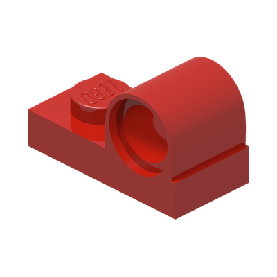 PLATE 1X2 W. HOR. HOLE Ø 4.8 · Bright Red (réf. BrickLink Red)