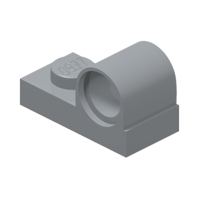 PLATE 1X2 W. HOR. HOLE Ø 4.8 · Medium Stone Grey (réf. BrickLink Light Bluish Gray)