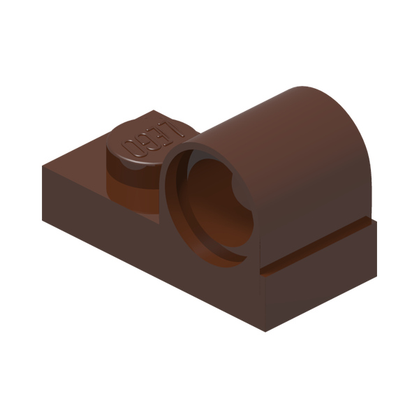 PLATE 1X2 W. HOR. HOLE Ø 4.8 · Reddish Brown (réf. BrickLink Reddish Brown)