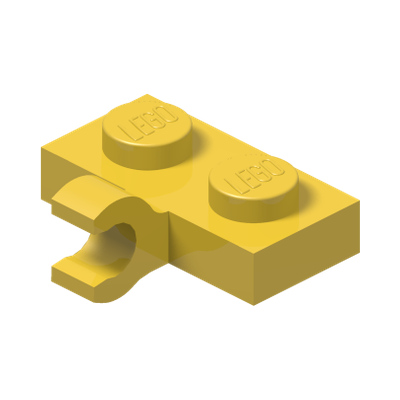 PLATE 1X2 W. 1 HORIZONTAL SNAP · Bright Yellow (réf. BrickLink Yellow)