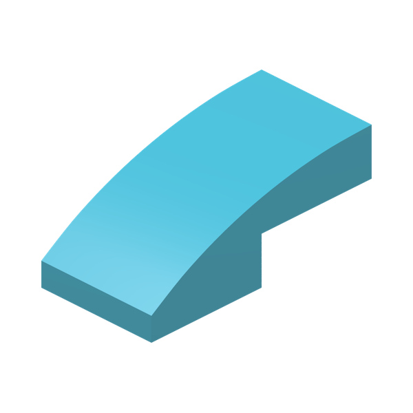PLATE W. BOW 1X2X2/3 · Medium Azur (réf. BrickLink Medium Azure)