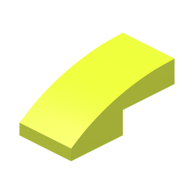 PLATE W. BOW 1X2X2/3 · Vibrant Yellow (réf. BrickLink Neon Yellow)