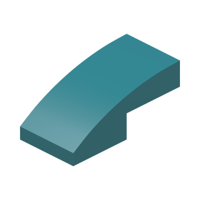PLATE W. BOW 1X2X2/3 · Bright Bluish Green (réf. BrickLink Dark Turquoise)