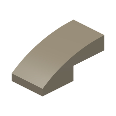 PLATE W. BOW 1X2X2/3 · Sand Yellow (réf. BrickLink Dark Tan)