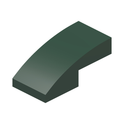 PLATE W. BOW 1X2X2/3 · Earth Green (réf. BrickLink Dark Green)