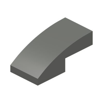 PLATE W. BOW 1X2X2/3 · Dark Stone Grey (réf. BrickLink Dark Bluish Gray)