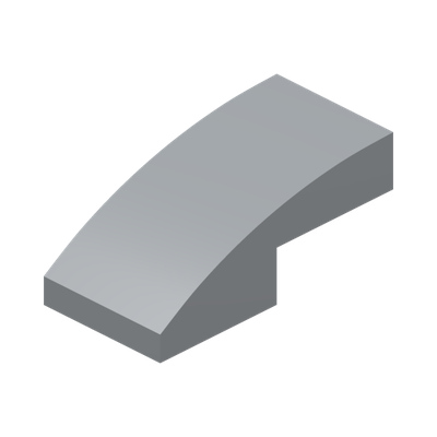 PLATE W. BOW 1X2X2/3 · Medium Stone Grey (réf. BrickLink Light Bluish Gray)