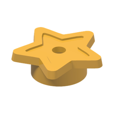 STAR SYMBOL STAR W/ TUBE AND HOLE Ø1.5 · Flame Yellowish Orange (réf. BrickLink Bright Light Orange)