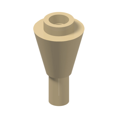 CONE 1X1 INVERTEDE W. SHAFT · LEGO 6538442 (réf. BrickLink 11610) · Brick Yellow (réf. BrickLink Tan)