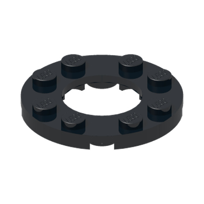 Plate Round 4X4 with Ø16mm hole · LEGO 6167800 (réf. BrickLink 11833) · Black (réf. BrickLink Black)