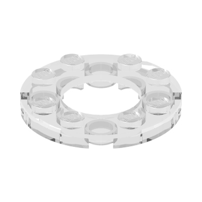 Plate Round 4X4 with Ø16mm hole · Transparent (réf. BrickLink Trans-Clear)