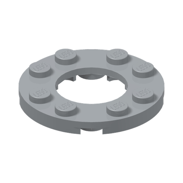 Plate Round 4X4 with Ø16mm hole · Medium Stone Grey (réf. BrickLink Light Bluish Gray)