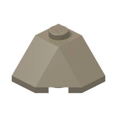 ROOF TILE 2X2X1 45 DEGR. - BOT. 45 DEGR. · Sand Yellow (réf. BrickLink Dark Tan)