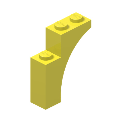 BRICK WITH BOW 1X3X3 · Cool Yellow (réf. BrickLink Bright Light Yellow)