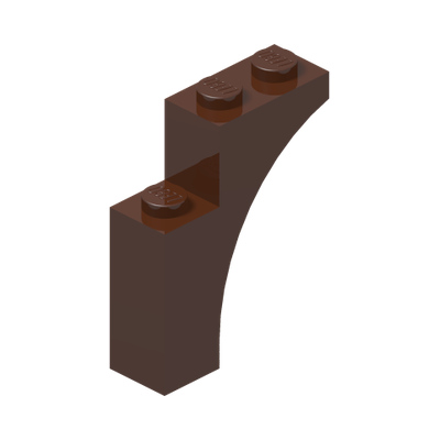 BRICK WITH BOW 1X3X3 · Reddish Brown (réf. BrickLink Reddish Brown)