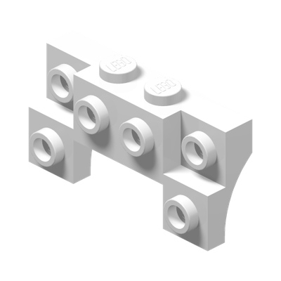 Brick, Modified 2 x 4 - 1 x 4 with 2 Recessed Studs and Thin Side Arches · LEGO 6092654 (réf. BrickLink 14520) · Couleur BrickLink : White