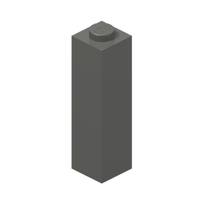 BRICK 1X1X3 · Dark Stone Grey (réf. BrickLink Dark Bluish Gray)