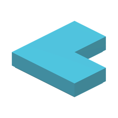 FLAT TILE CORNER 1X2X2 · Medium Azur (réf. BrickLink Medium Azure)