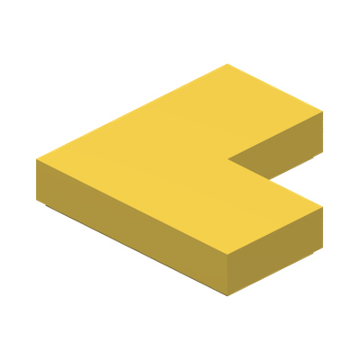 FLAT TILE CORNER 1X2X2 · Bright Yellow (réf. BrickLink Yellow)