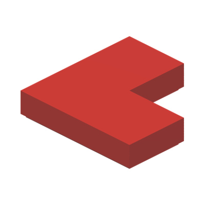 FLAT TILE CORNER 1X2X2 · Bright Red (réf. BrickLink Red)