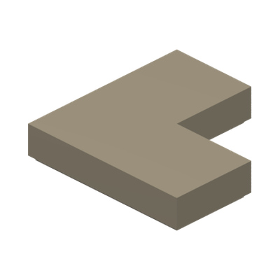FLAT TILE CORNER 1X2X2 · Sand Yellow (réf. BrickLink Dark Tan)